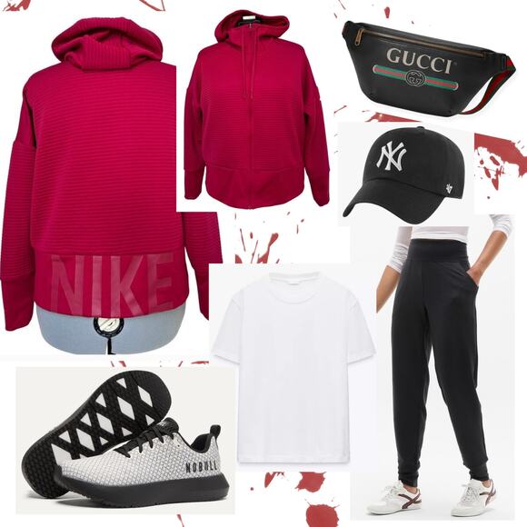 Dri-FIT Red Full Zip Logo Ribbed Hoodie Funnel Neck Sportscore Sweatshirt Sz: M - Picture 9 of 9